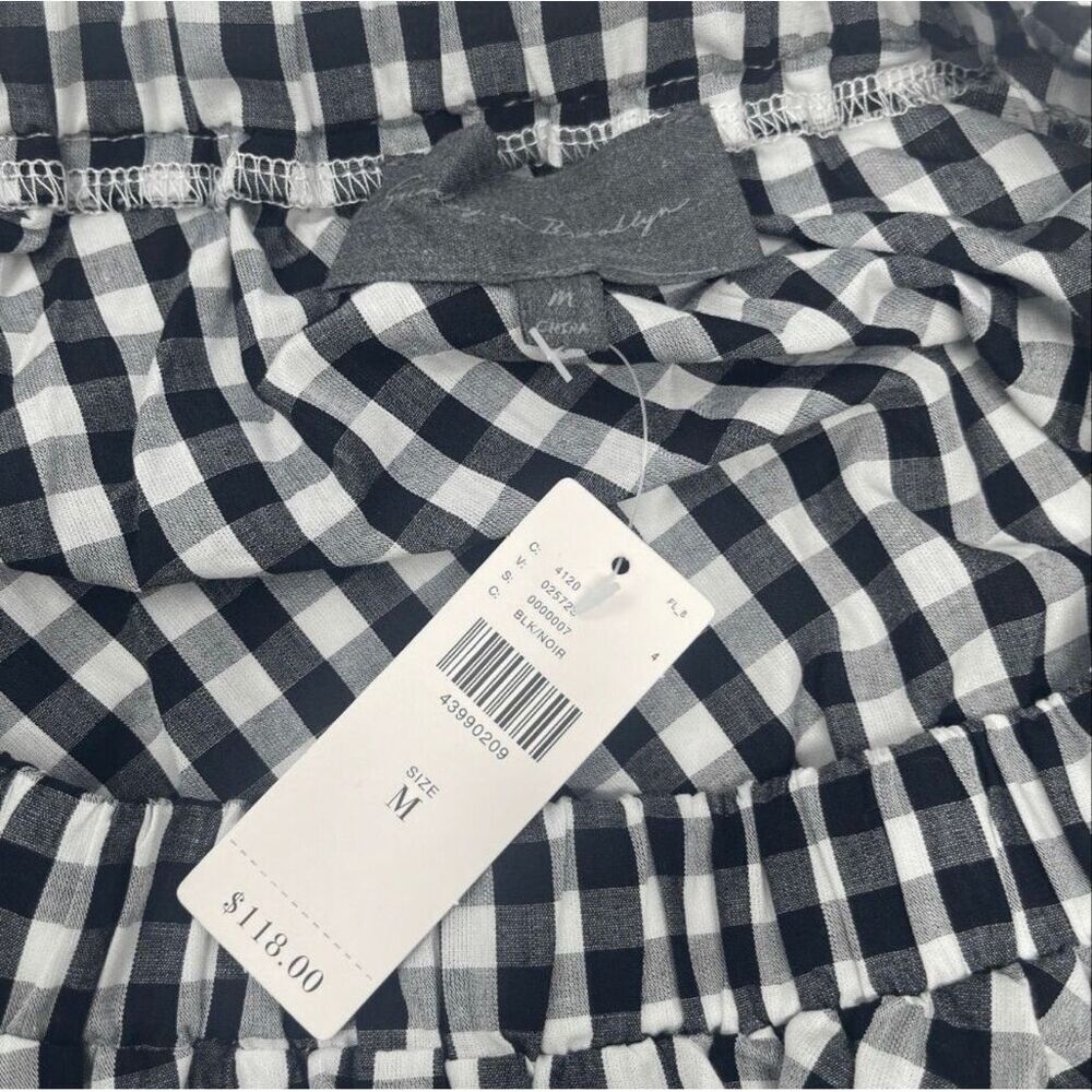 Anthropologie Sunday in Brooklyn Black White Gingham Check Flare Skirt Medium NW - Picture 6 of 6